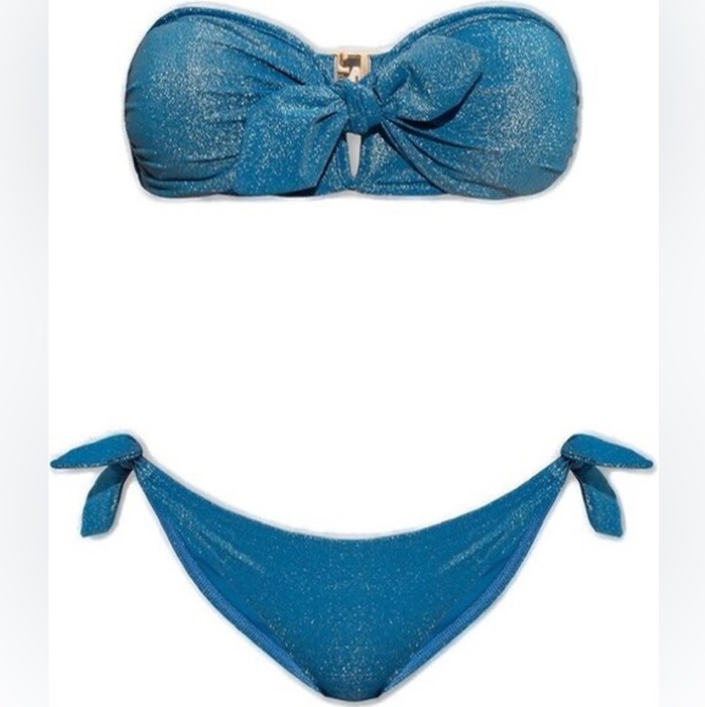 Zimmermann Raie Lurex Blue Iris Tie Bikini Set